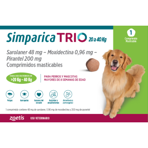 SIMPARICA TRIO 20-40KG 1 COMPRIMIDO